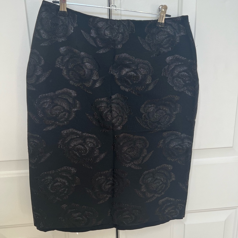 Vintage Black Floral Pencil Skirt